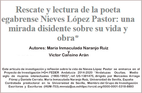 Rescate y lectura de la poeta egabrense Nieves López Pastor: una mirada disidente sobre su vida y obra