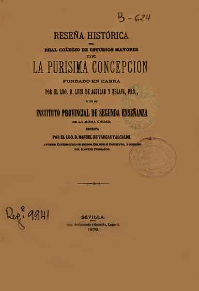 Reseña historica del Real Colegio de la Purísima Concepción