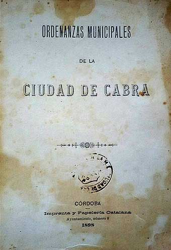 Ordenanzas municipales de Cabra. Año 1898.