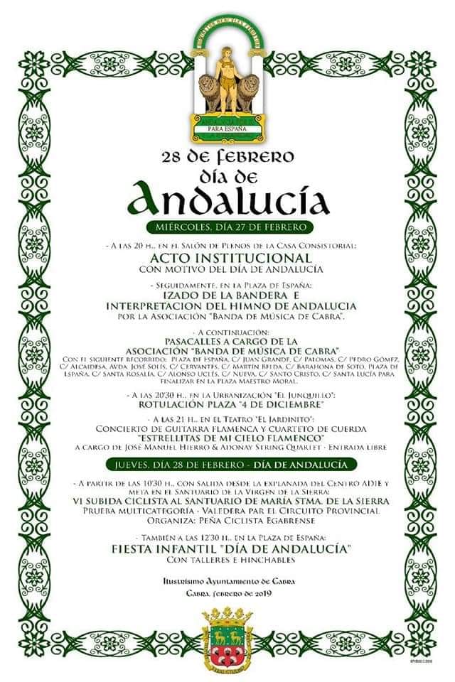 cartel de los actos del  día de Andalucia