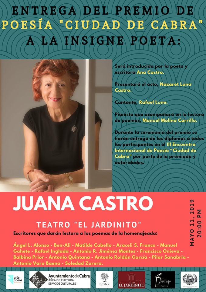 III Entrega del premio  internacional de poesia Cuidad de Cabra a la poeta Juana 