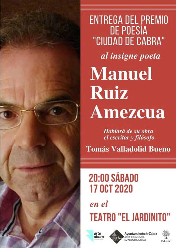 Entrega del primio de poesia ciudad de Cabra 2020 a Andrés Ruiz Amezcua