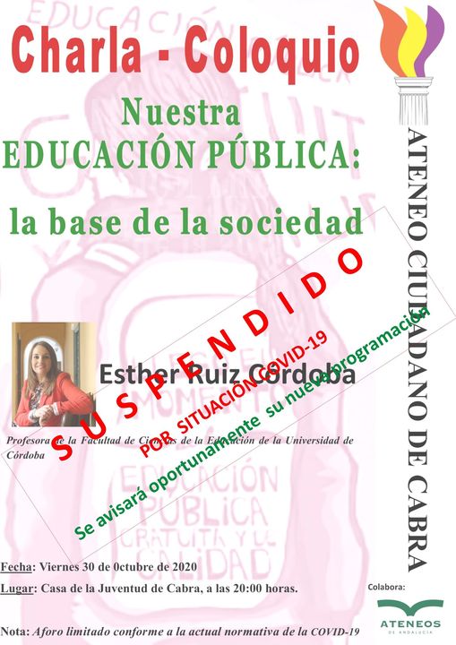  Charla coloquio «Nuestra educación pública, la base de la sociedad» octubre 2020 