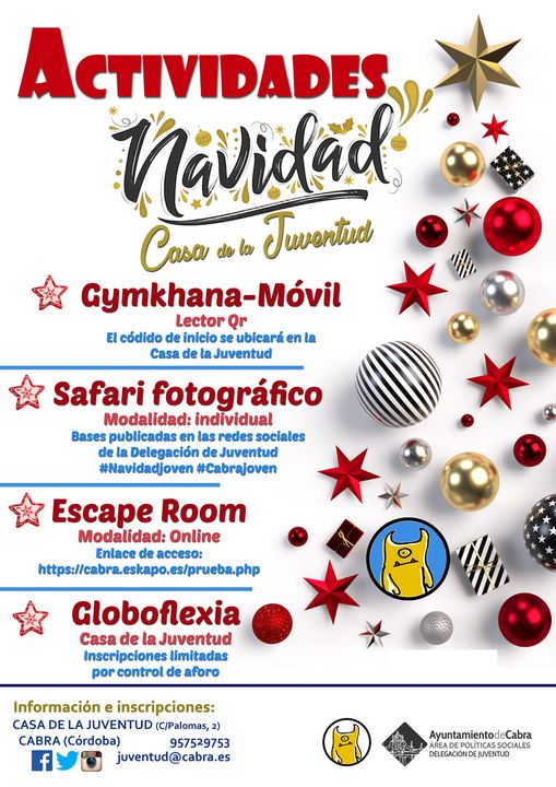 Programa de actividades de cara a las fechas navideñas organizada por el ayuntamiento de Cabra. Año 2020.