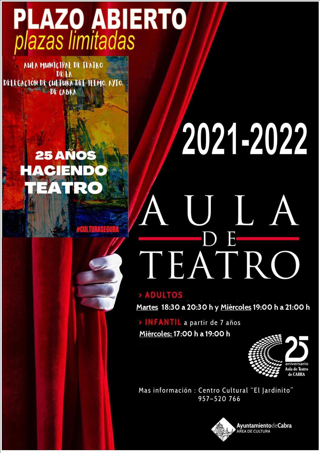 Abierto el plazo pinscripción «Aula de teatro 2021-2022», en Cabra  2021