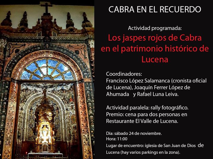 Jaspes rojos de Cabra en el patrimonio histórico de Lucena. Actividad de Cabra en el Recuerdo.  noviembre en Cabra de 2021