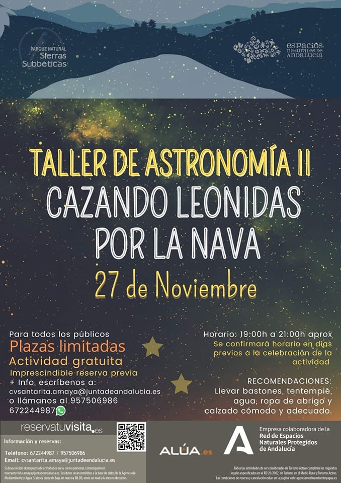 Taller de astronomía II «Cazando estrellas en la Nava» Cabra noviembre 2021