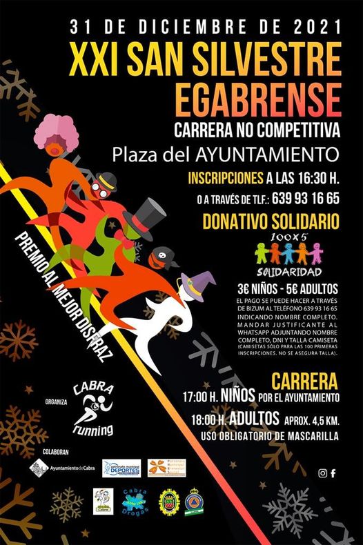 San Silvestre egabrene, carrera solidaria, Cabra diciembre 2021