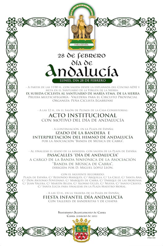 Actos celebración Día de Andalucía,  Febrero 2022