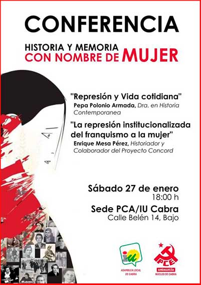 Conferencia  «Historia y memoria con nombre de mujer», Cabra enero 2024