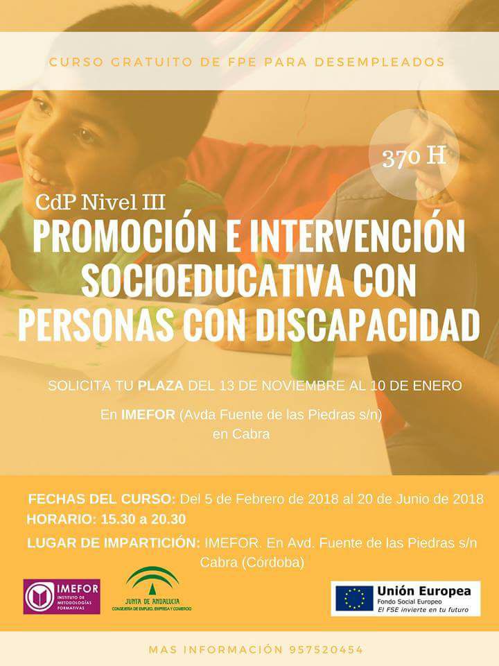 Curso FPE «Promoción e Intervención socioeducativa con personas con discapacidad»