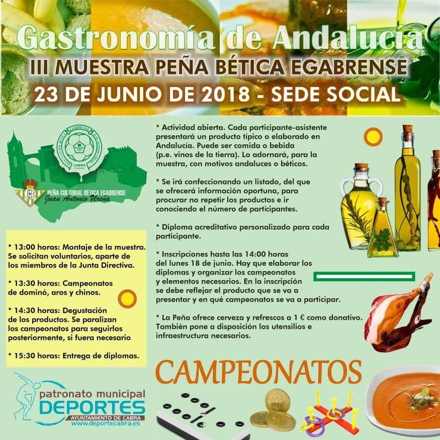 «Gastronomia de Andalucía» III muestra peña betica egabrense