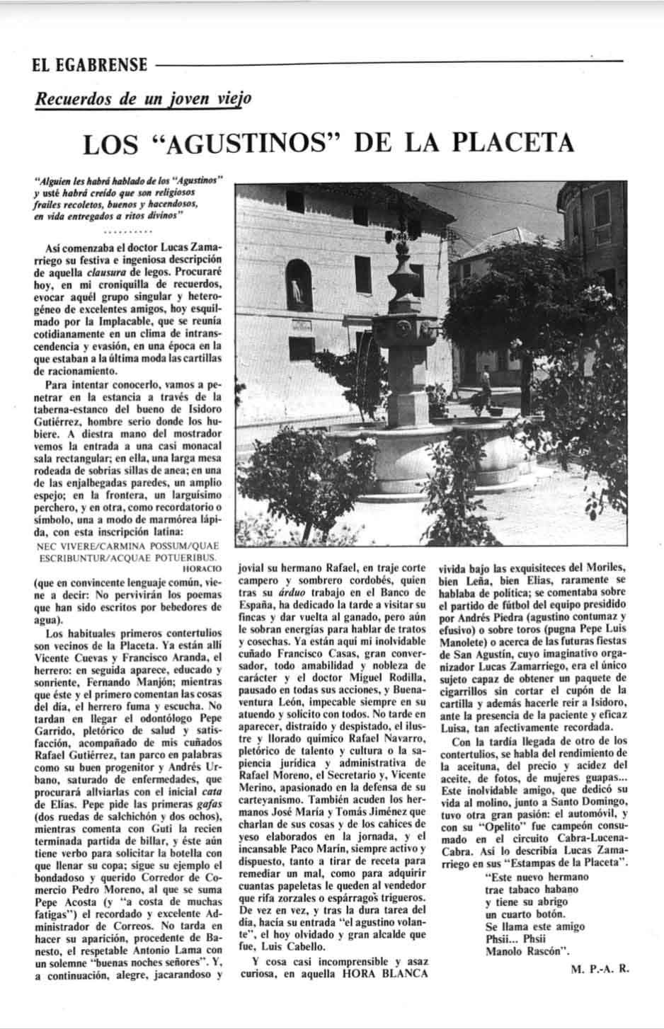 Recopilación de fotos y artículos de «El egabrense». Prensa de Cabra de Córdoba